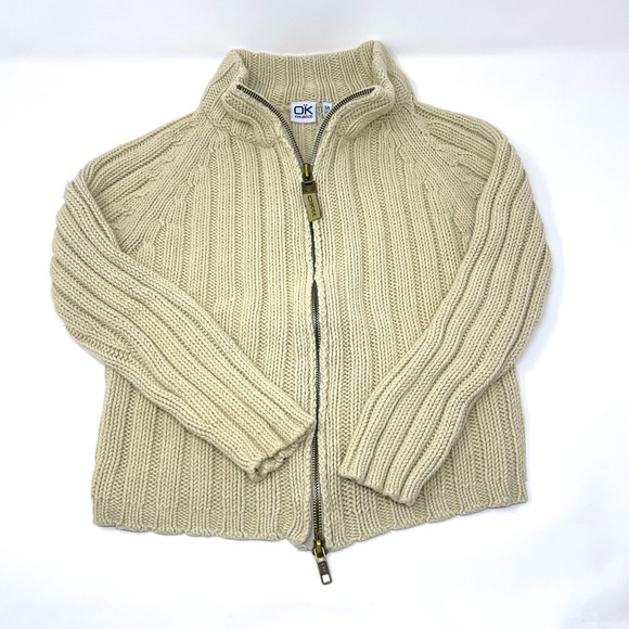 Boys’ Cream-Colored Ribbed Knit Sweater Full Zipper size 6T - Picture 1 of 3